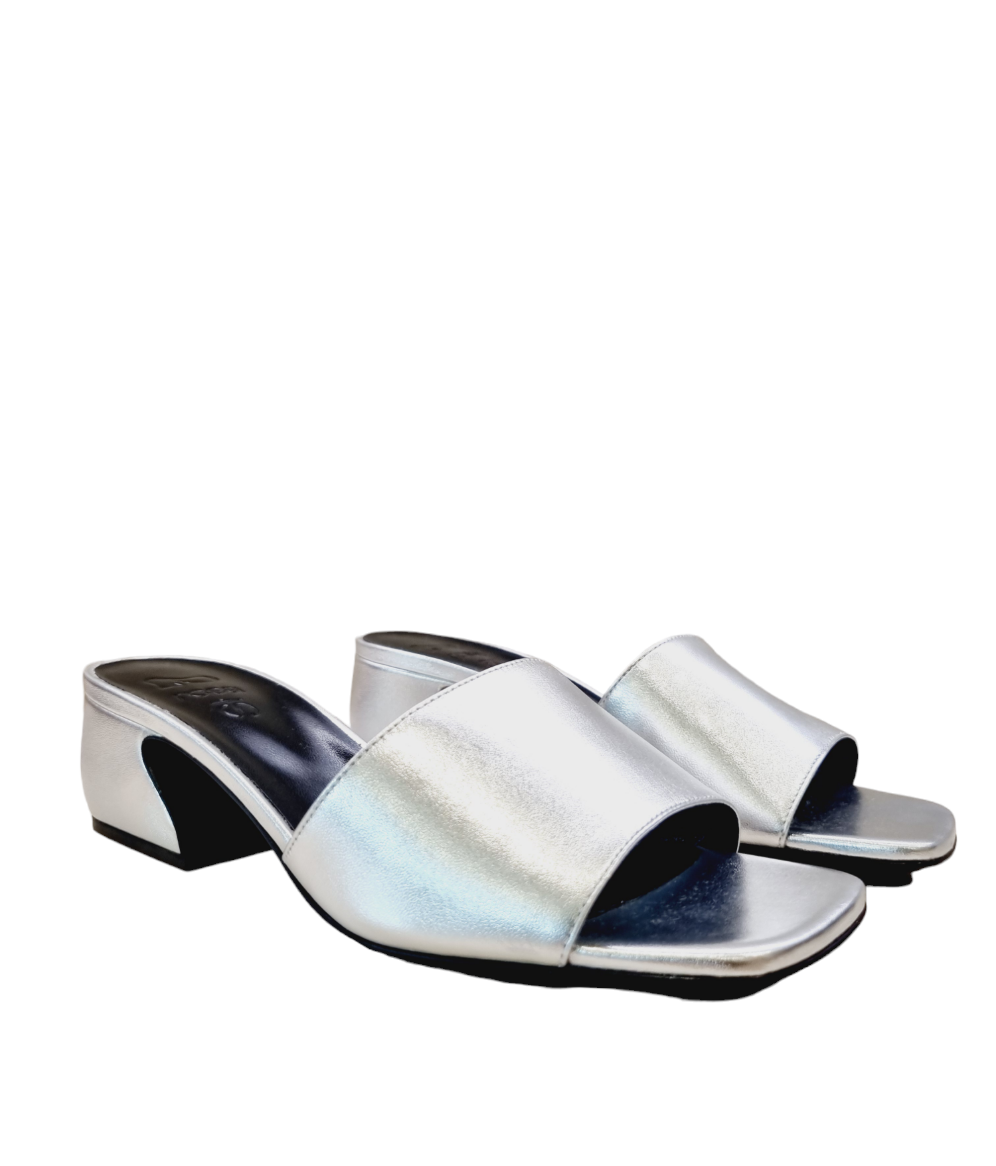 Si Rossi Silver Mule Sandals - SERGIO ROSSI - Liberty Shoes Australia