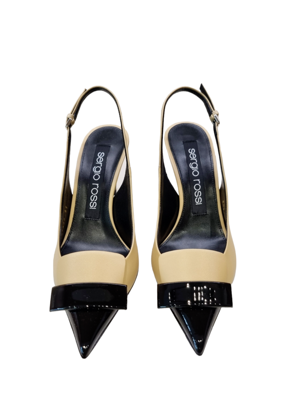 Sr1 Beige With Black Toe Sling-back - SERGIO ROSSI - Liberty Shoes Australia