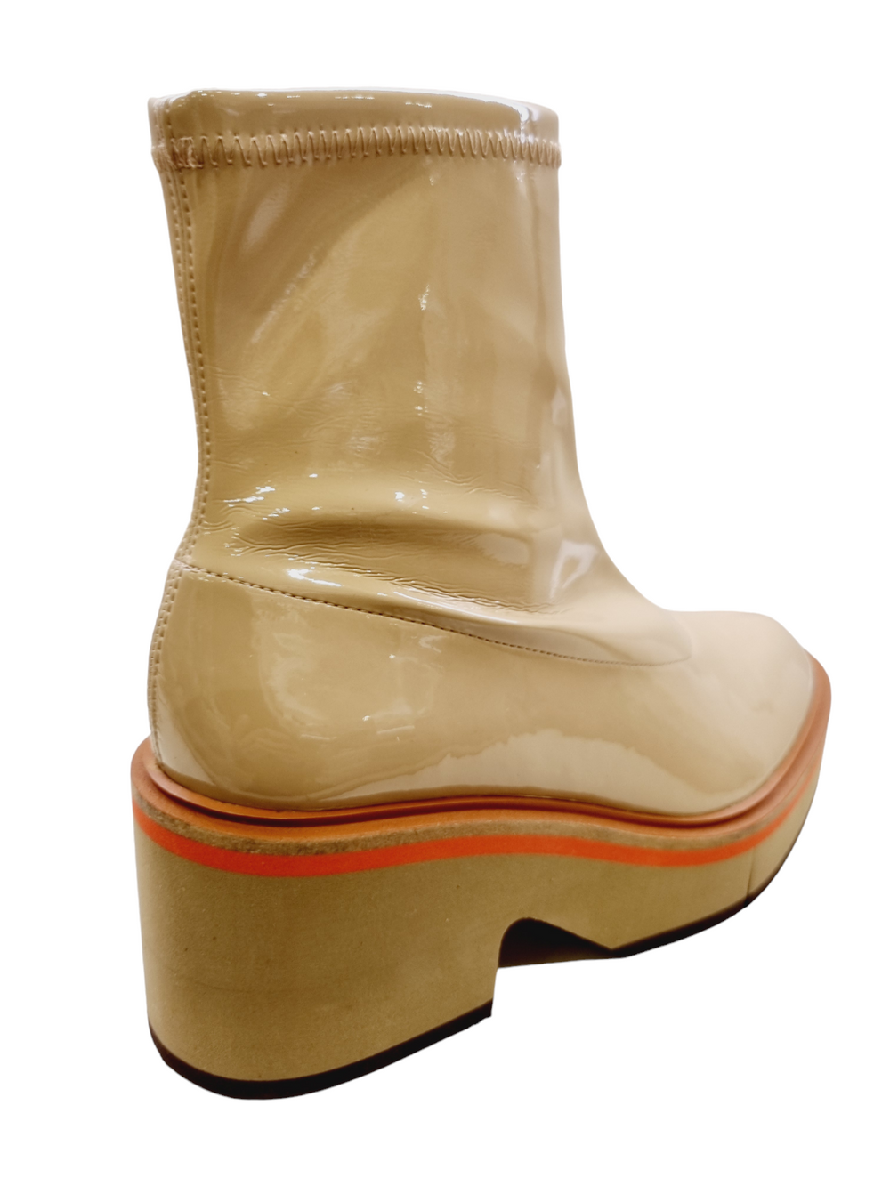 Albane Beige Patent Leather Stretch Boots - Clergerie - Liberty Shoes Australia