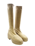 Nova Beige Suede Stretch Boots - Clergerie - Liberty Shoes Australia