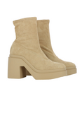 Nina Beige Suede Stretch Boots - Clergerie - Liberty Shoes Australia