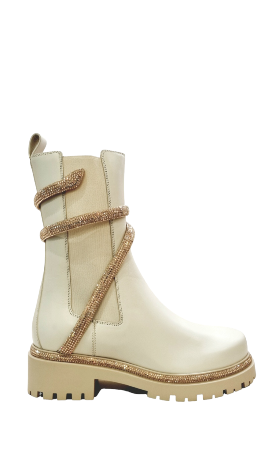 Cleo Biker Ivory Boots - Rene Caovilla - Liberty Shoes Australia