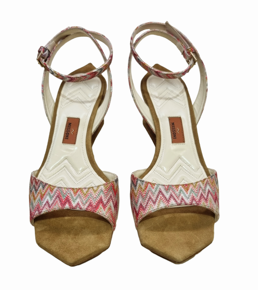 Sicilia Beige Suede Lurex  Sandals - Missoni - Liberty Shoes Australia