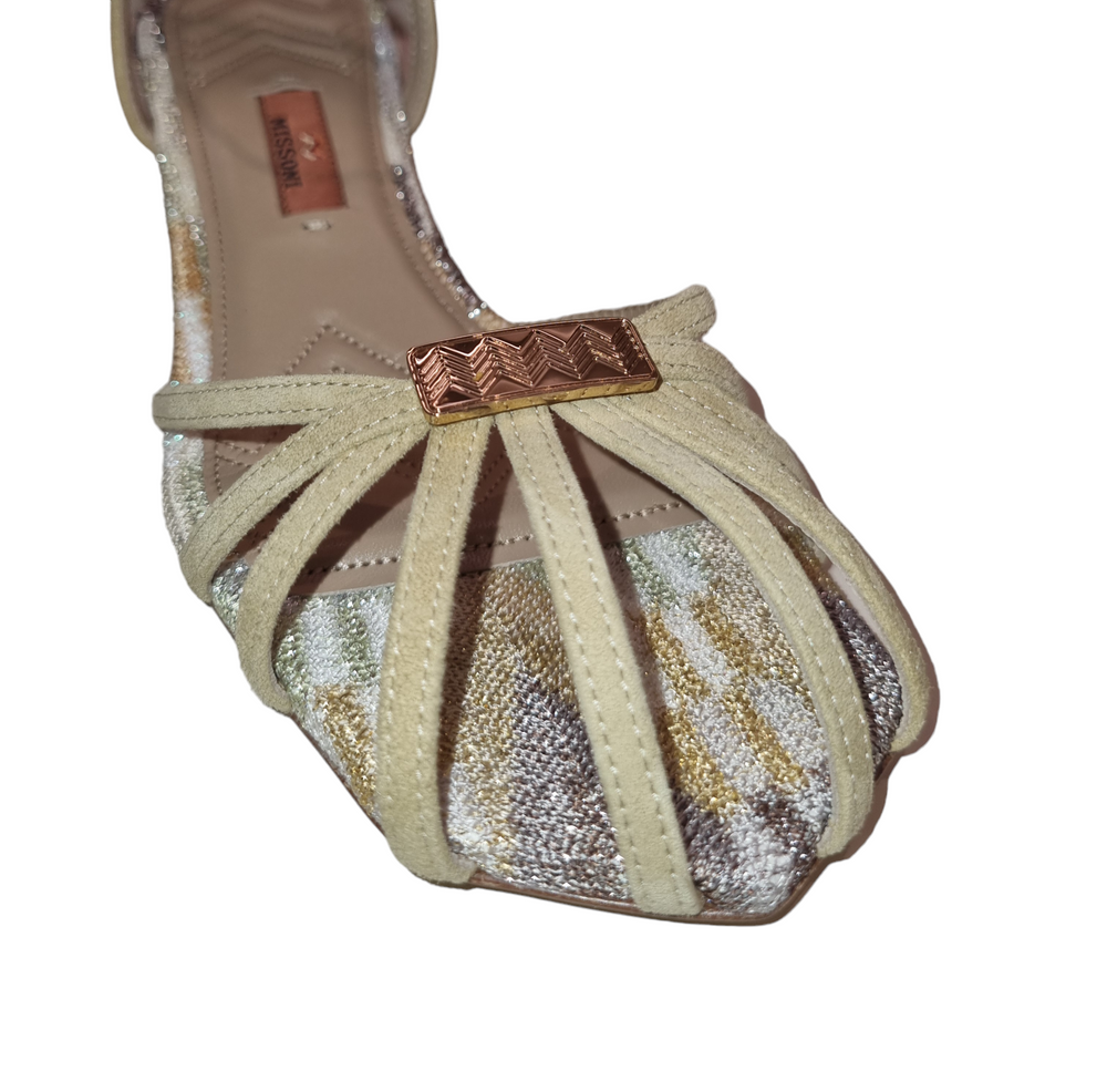 Amber Beige Lurex Sandals - Missoni - Liberty Shoes Australia