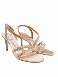 Lisa Nude Satin Crystal Sandals - Rene Caovilla - Liberty Shoes Australia