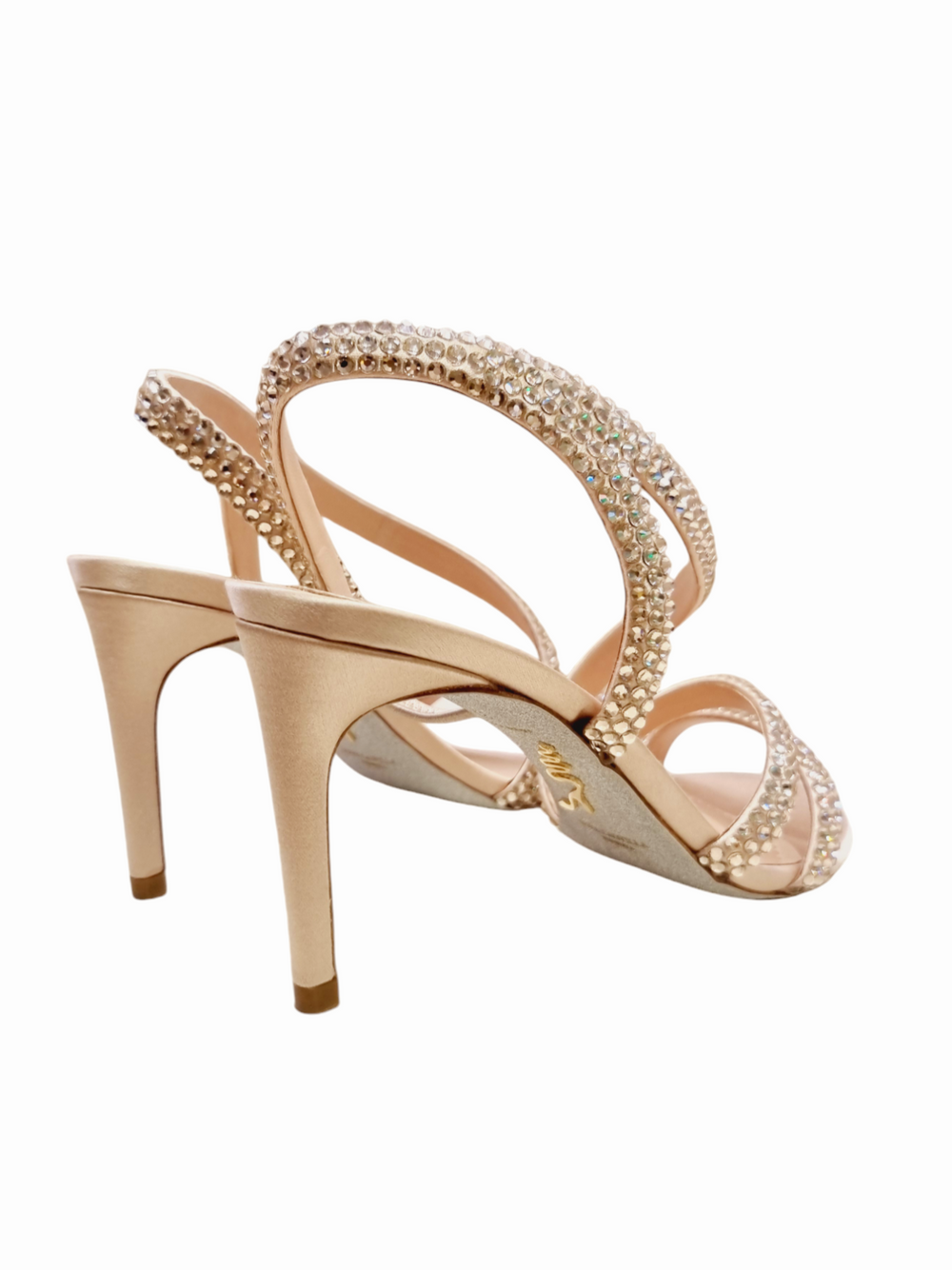 Lisa Nude Satin Crystal Sandals - Rene Caovilla - Liberty Shoes Australia