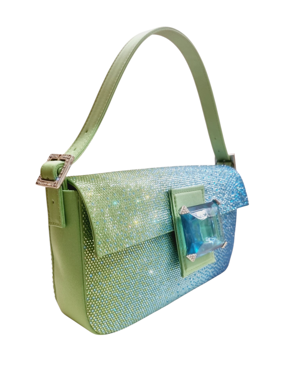 Habibi Satin Green, Blue, Aquamarine, Peridot Bag(carryover style)