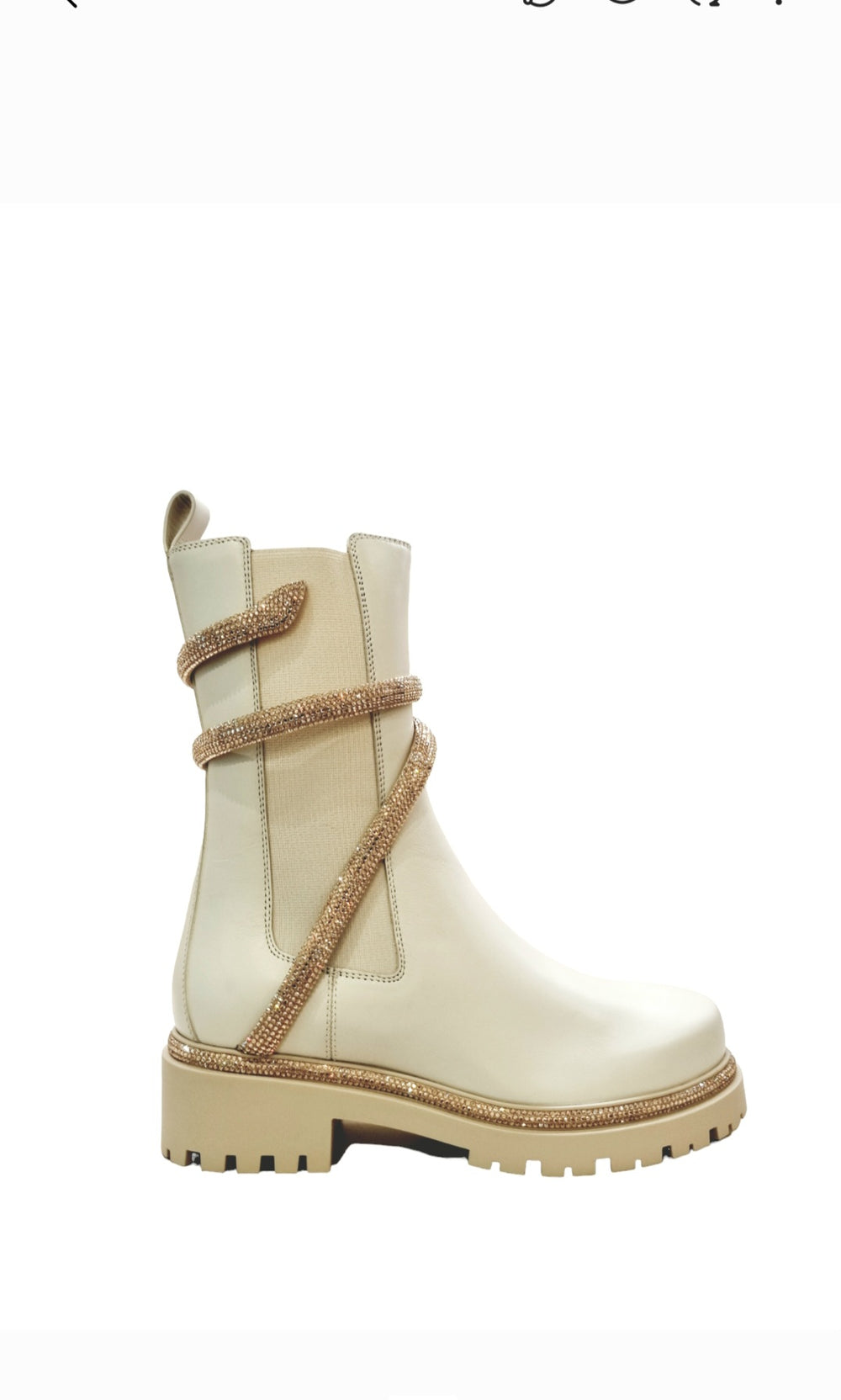 Cleo Biker Ivory Boots - Rene Caovilla - Liberty Shoes Australia