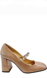 Sr Alicia Nude Patent Block Heel Pump - Sergio Rossi - Liberty Shoes Australia