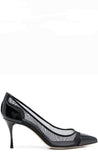 Godiva Mesh Patent Black Pump - SERGIO ROSSI - Liberty Shoes Australia