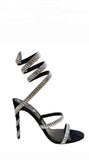 Margot Black Suede Crystal Sandals - Rene Caovilla - Liberty Shoes Australia