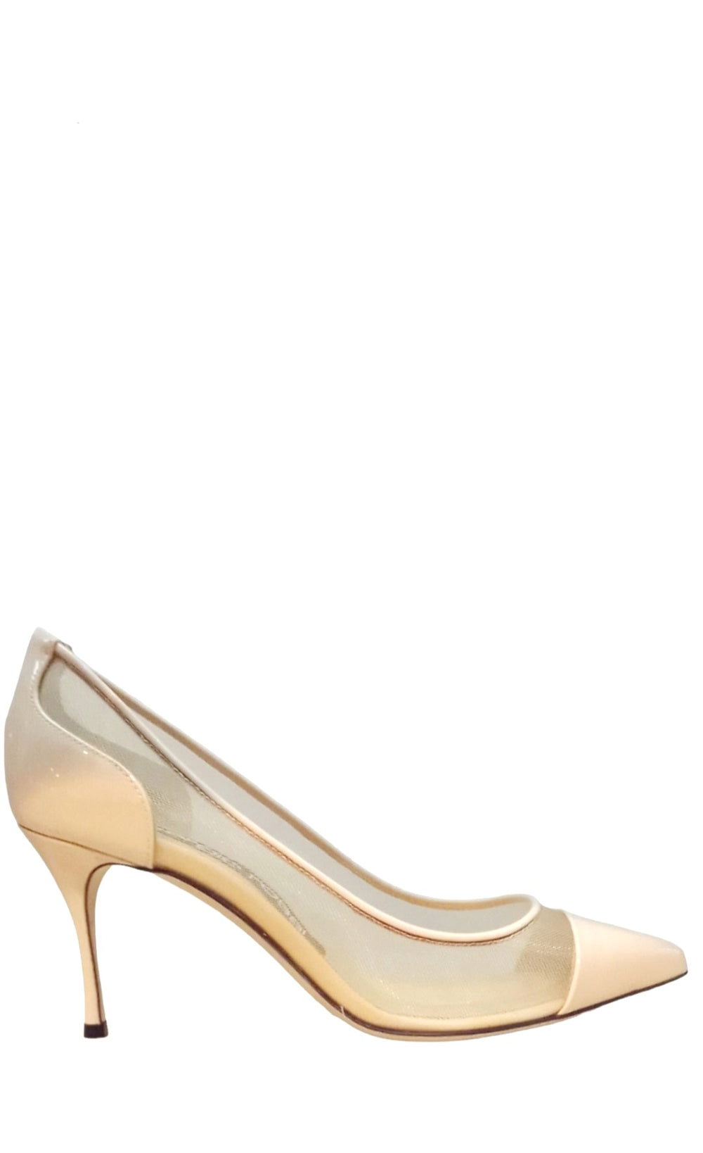 Godiva Mesh Ivory Patent Pump - SERGIO ROSSI - Liberty Shoes Australia