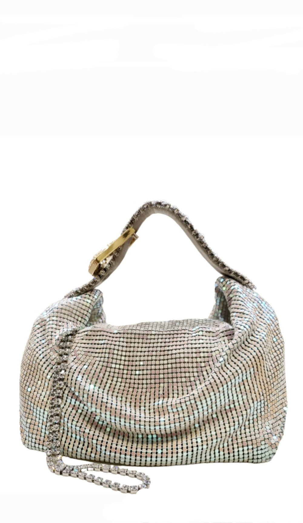 Jill White Mesh Metal Bag - GEDEBE - Liberty Shoes Australia