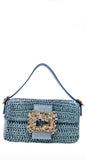 Habibi Blue Raffia Bag - GEDEBE - Liberty Shoes Australia