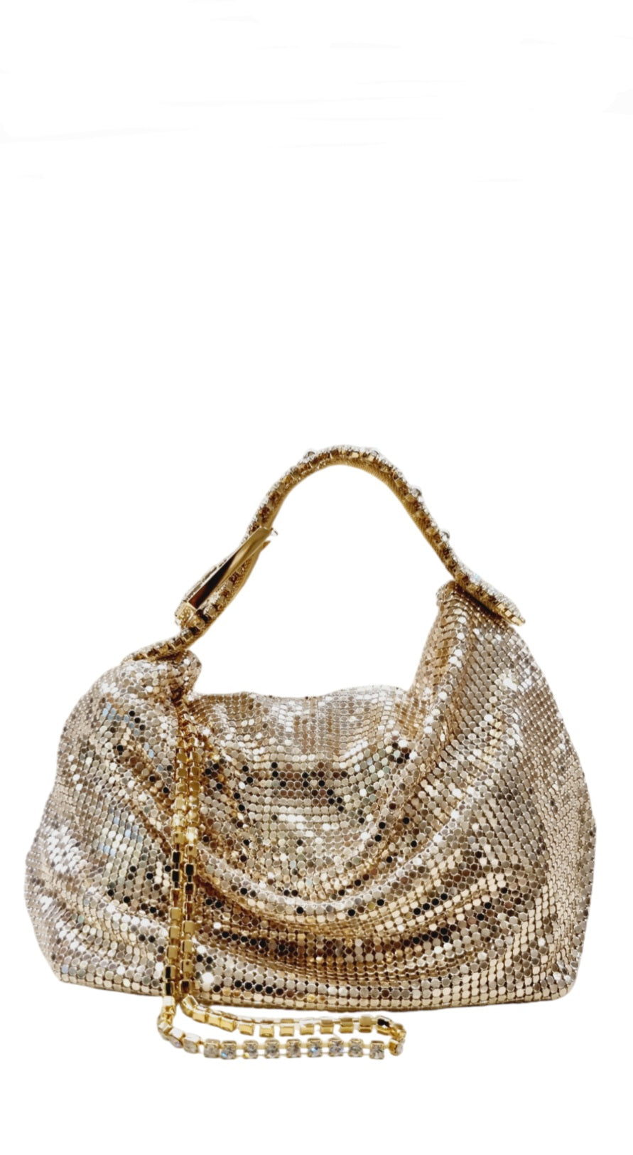 Jill Rose Gold Mesh Metal Bag