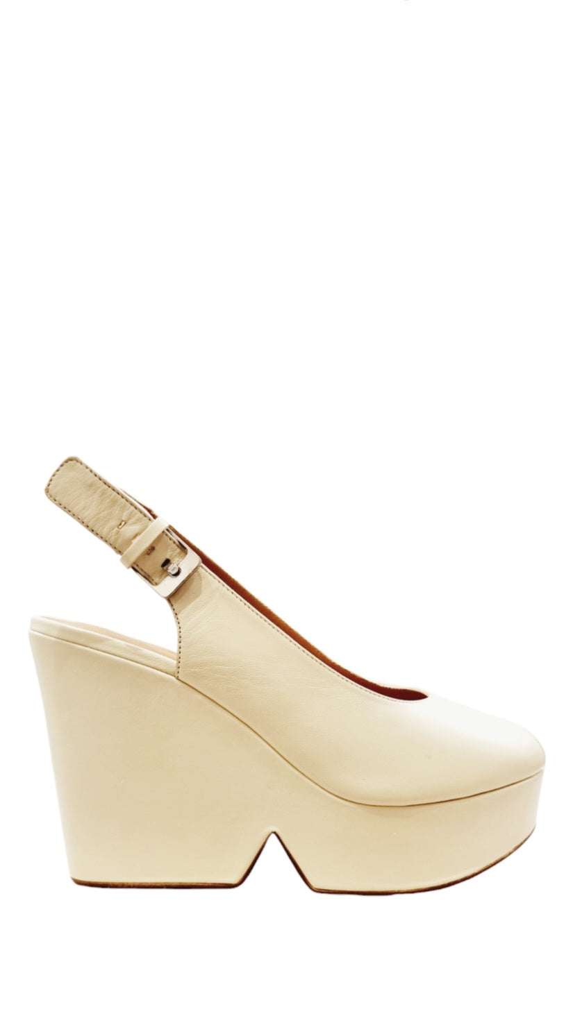 Dylan Ivory Leather Platform Sandals - Clergerie - Liberty Shoes Australia