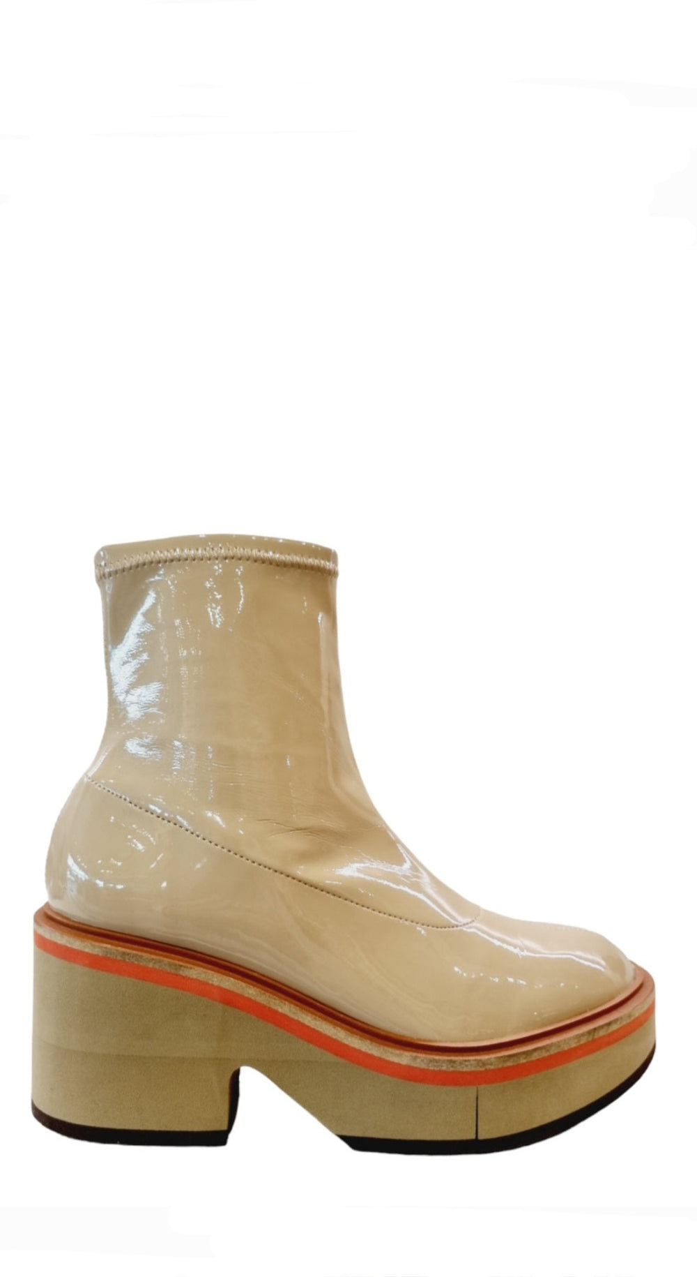 Albane Beige Patent Stretch Boots - Clergerie - Liberty Shoes Australia