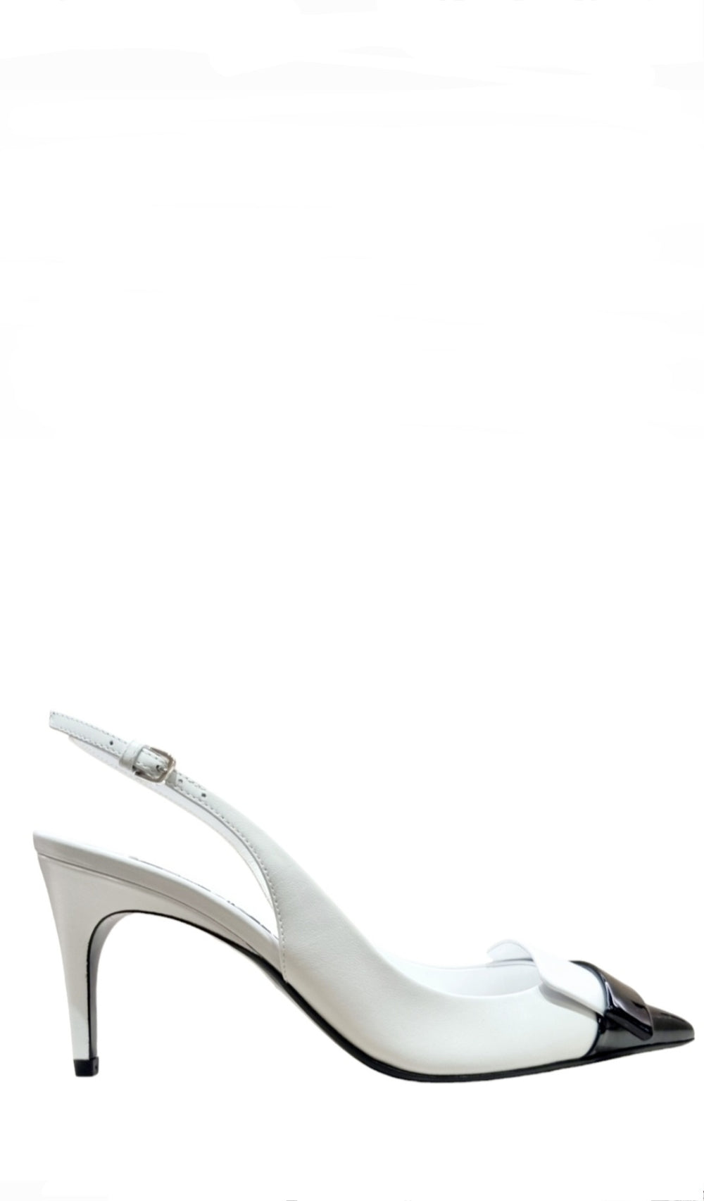 Sr1 White With Black Toe Sling-back - Sergio Rossi - Liberty Shoes Australia