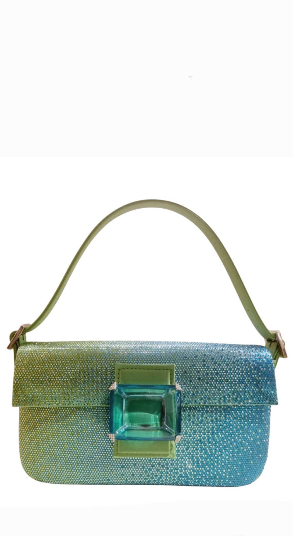 Habibi Satin Green, Blue, Aquamarine, Peridot Bag(carryover style)