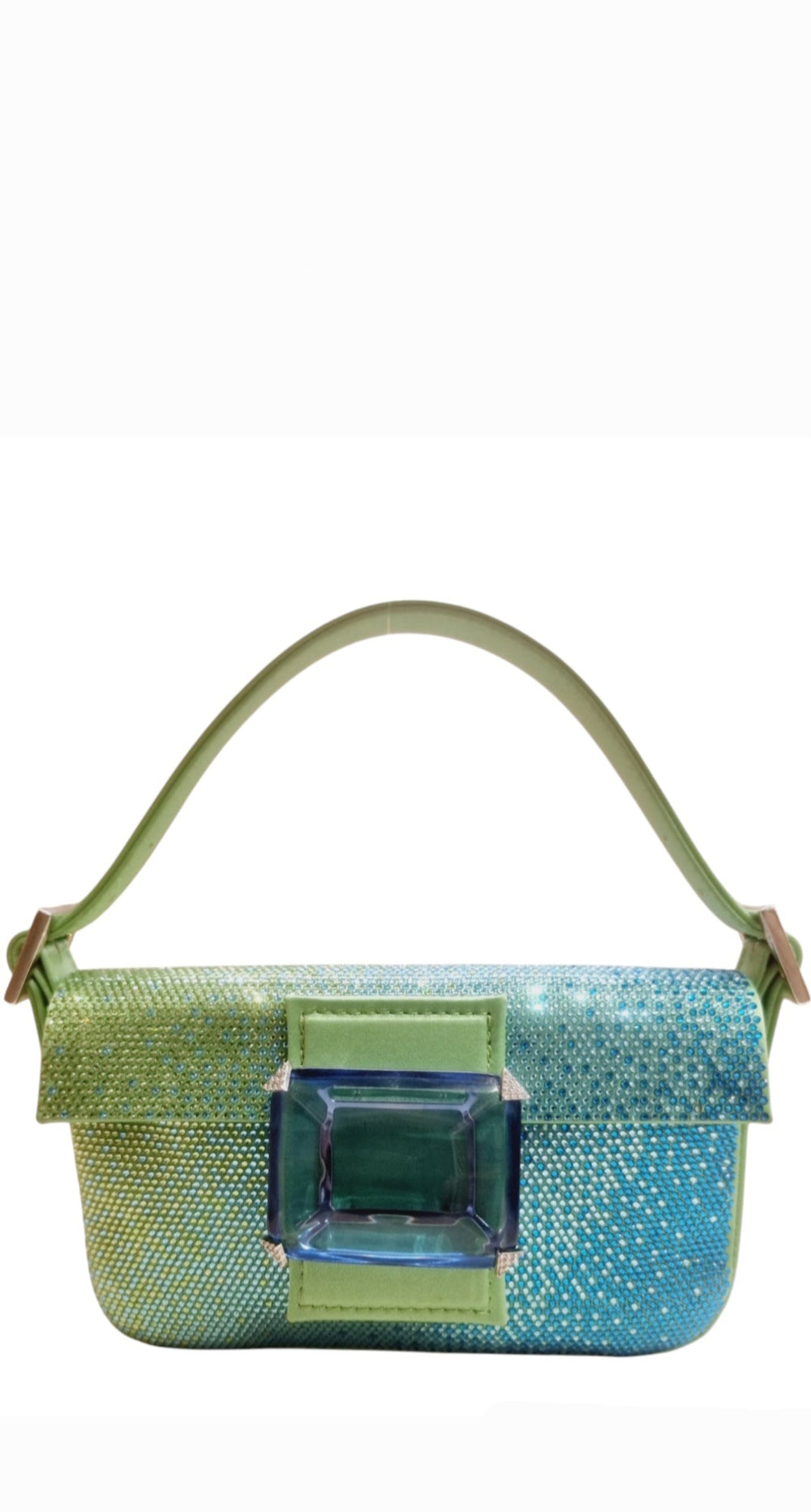 Mini Habibi Satin Green, Blue, Aquamarine, Peridot Bag(carryover style)