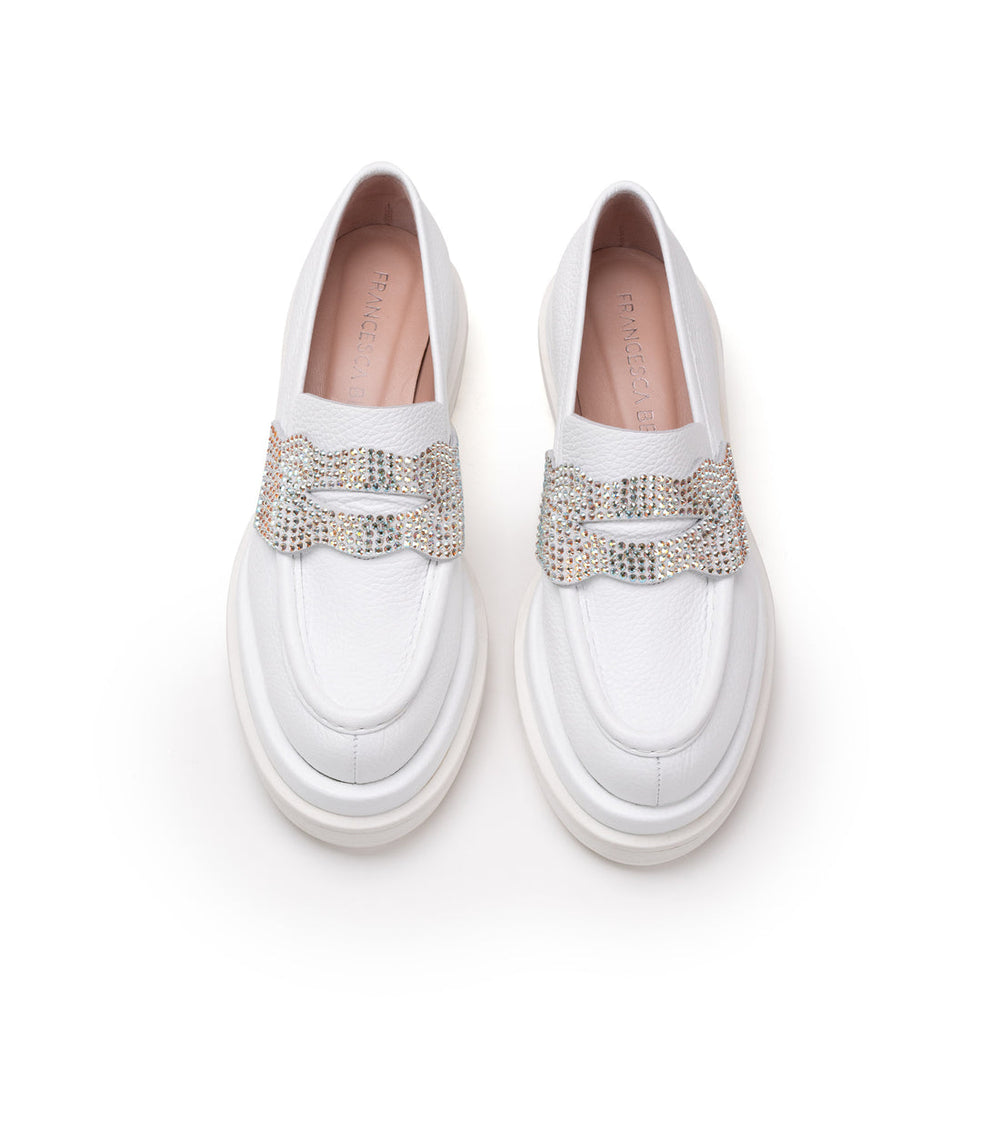 Tokyo White Leather Loafers