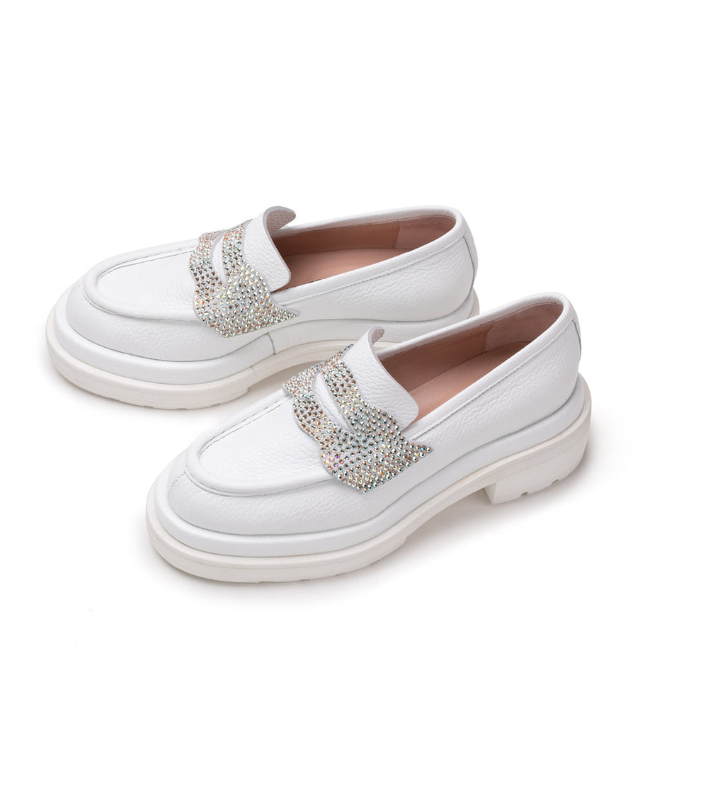 Tokyo White Leather Loafers