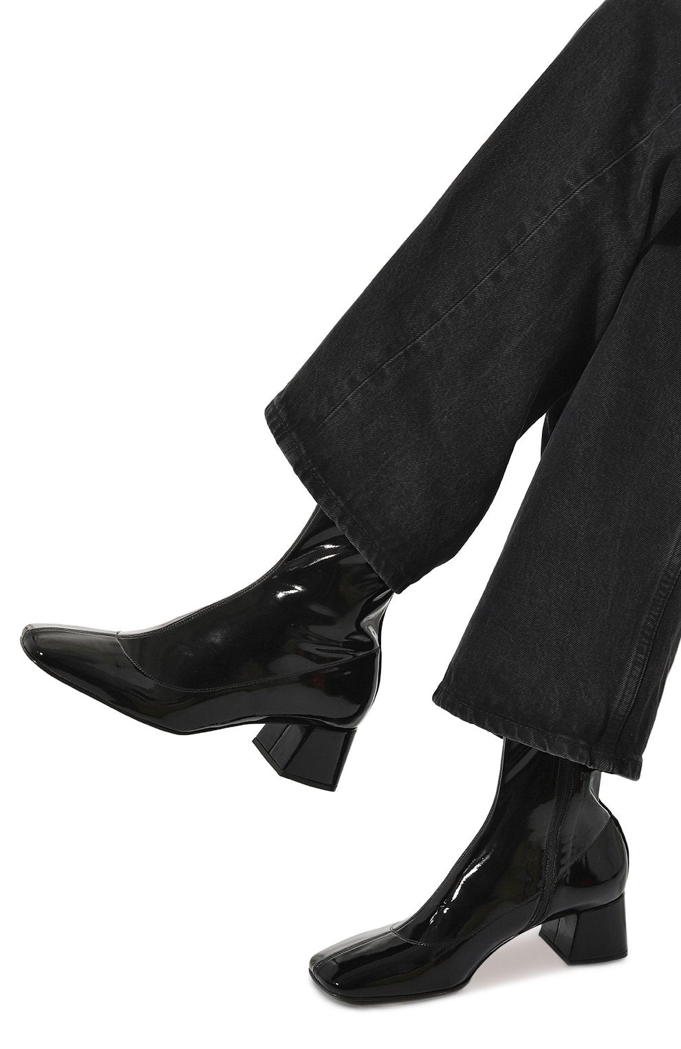 Sr Alicia Patent Black Boots - SERGIO ROSSI - Liberty Shoes Australia