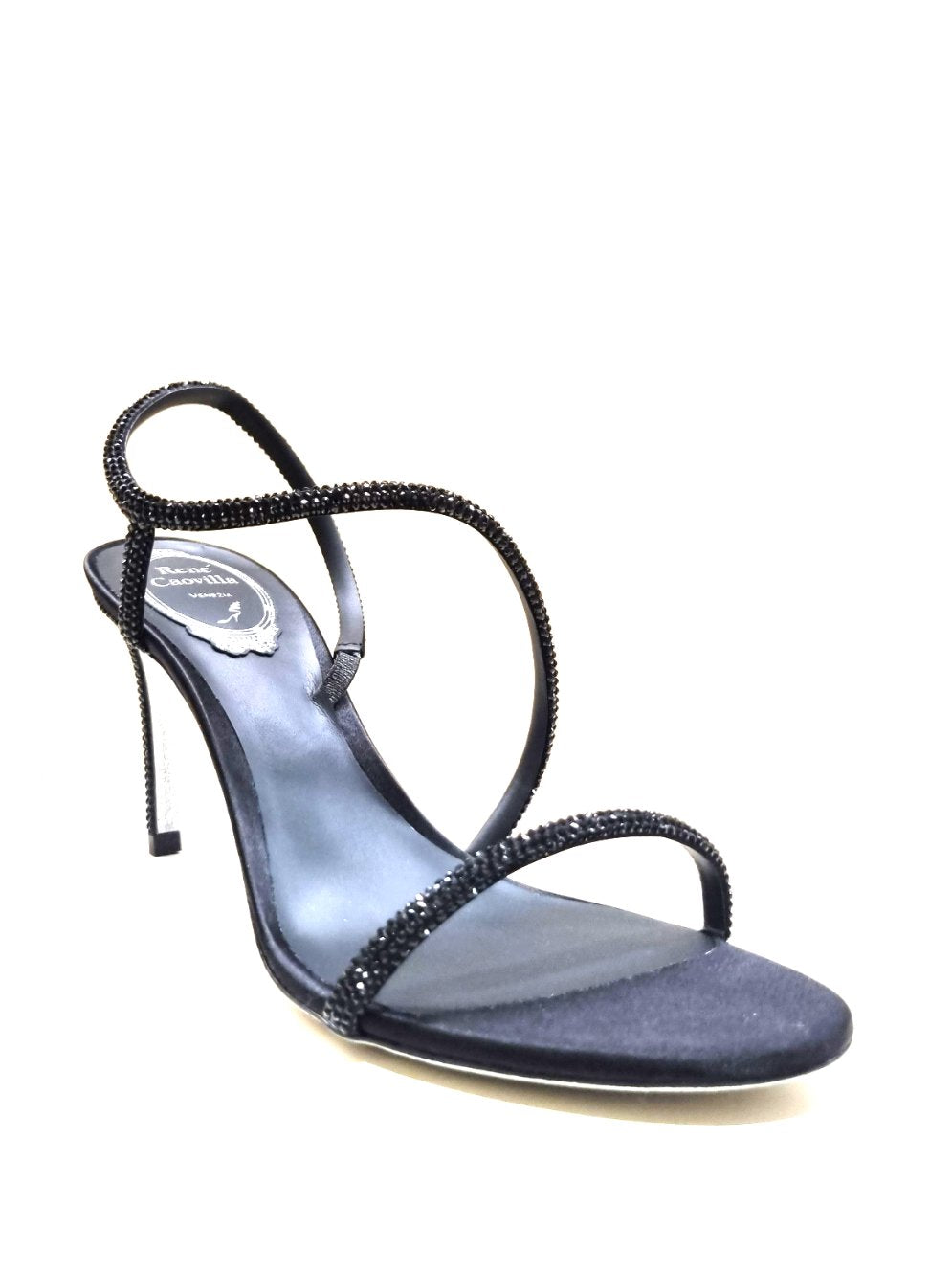 Irini Black Strass Sandals - Rene Caovilla - Liberty Shoes Australia